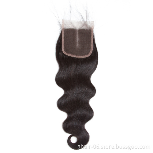 No Shedding No Tangle 10A 4x4 Swiss Lace Natural Color 100% Brazilian Virgin Human Hair Body Wave 10"-20" Lace Closure